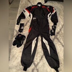 BUNDLE Men's Omp Racing Suit w/ Racing Shoes and Gloves